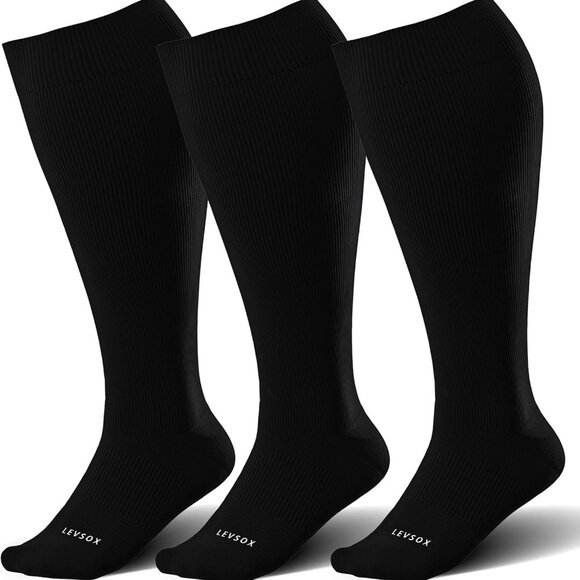 3 Pairs of Knee High Compression Socks - Wide Calf Support for Active Lifestyles - Picture 1 of 7